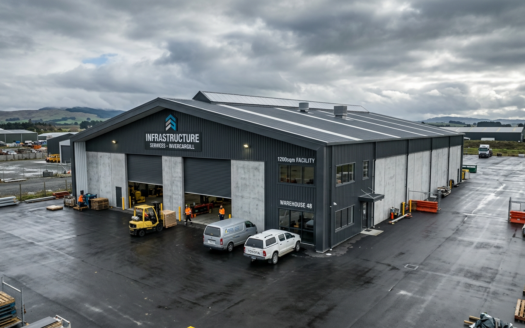 Industrial Warehouse in Invercargill — 1,200sqm, High Stud, Dual Access, Available Q2 2026