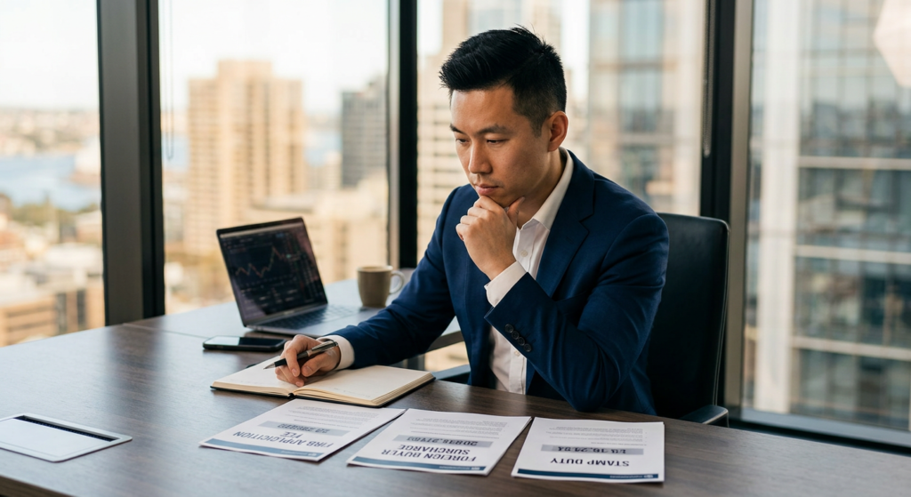 APAC investor reviewing FIRB fee stamp duty and foreign buyer surcharge costs Australia