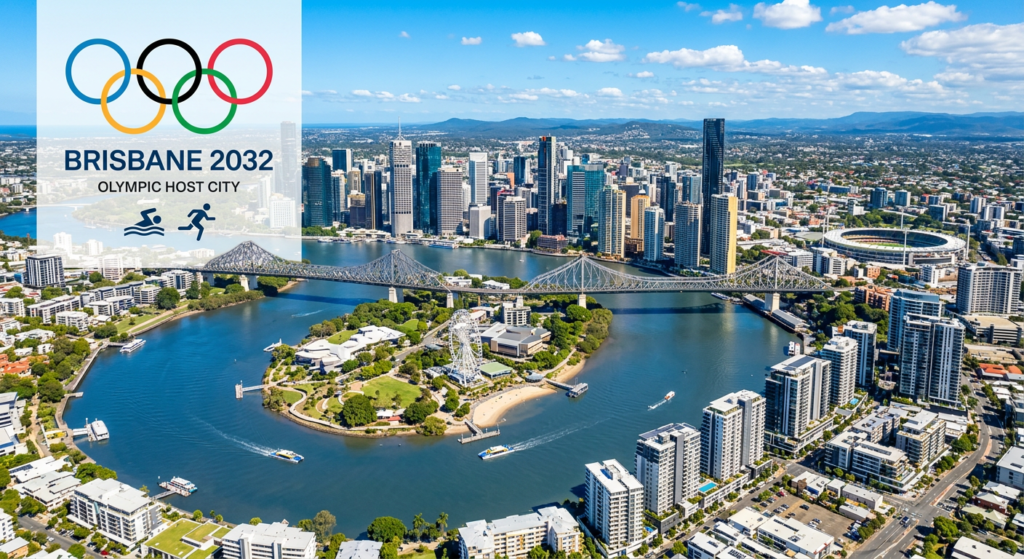Brisbane Australia river and CBD aerial 2032 Olympics infrastructure property investment Hong Kong buyers